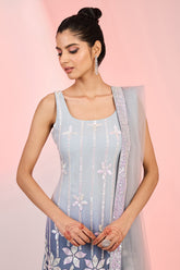 Flower and Line Motif Kurta with Sharara Set for Festive Wear